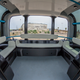 Olli’s interior can hold 12 people and looks a lot like a ski lift.